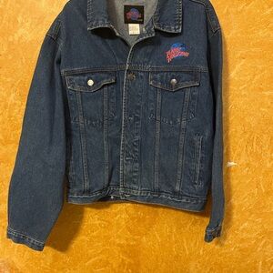 Blue Denim Jacket with Embroidered Logo